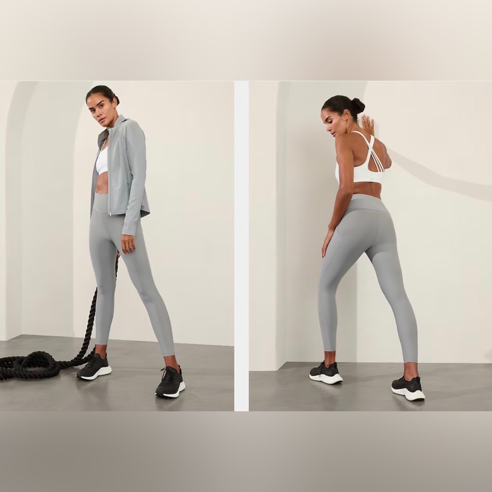 Athleta INTERVAL STASH HIGH RISE 7/8 LEGGING, Storm Cloud, (Gray), NEW